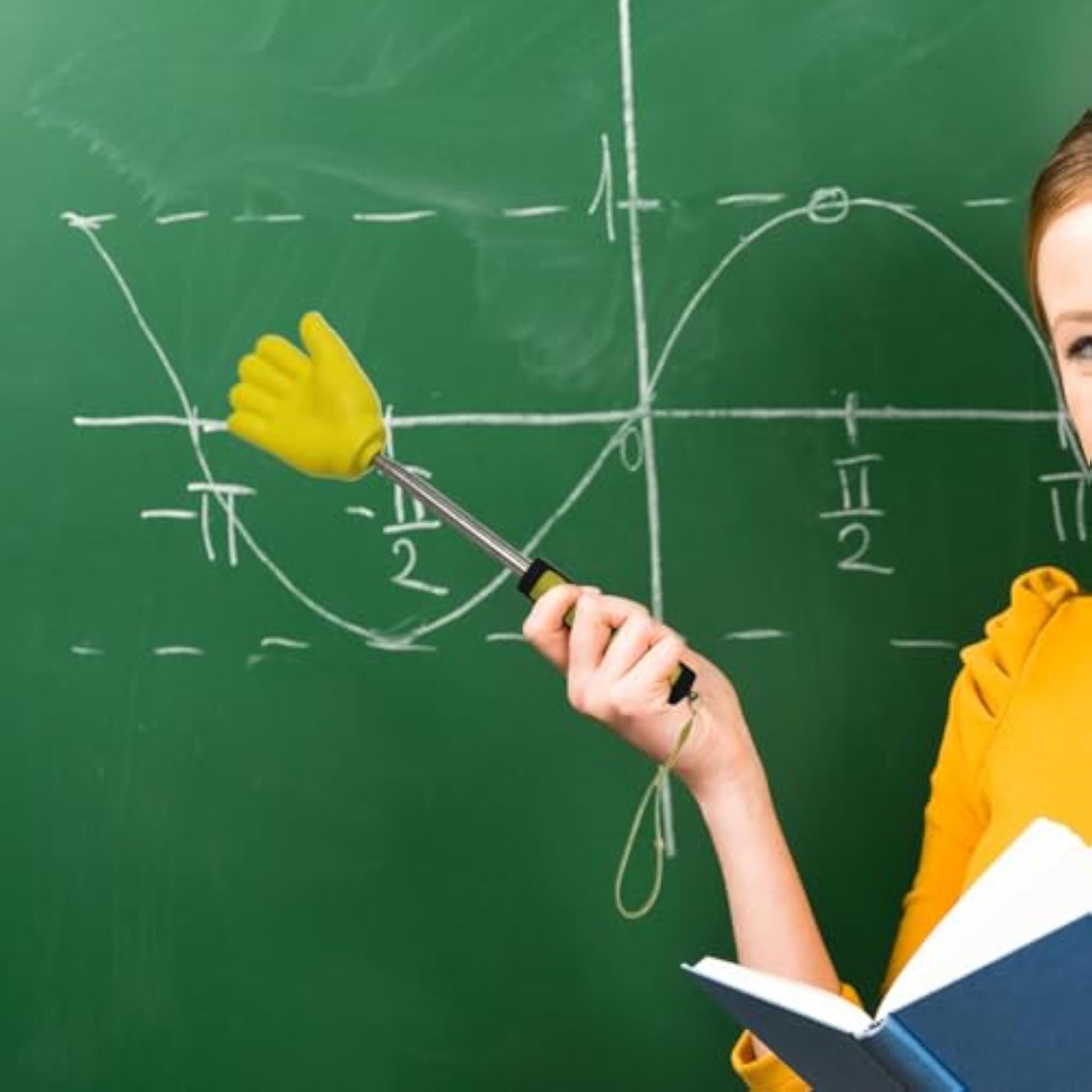 Telescopic Teacher Pointer for Presentation, Yellow Hand